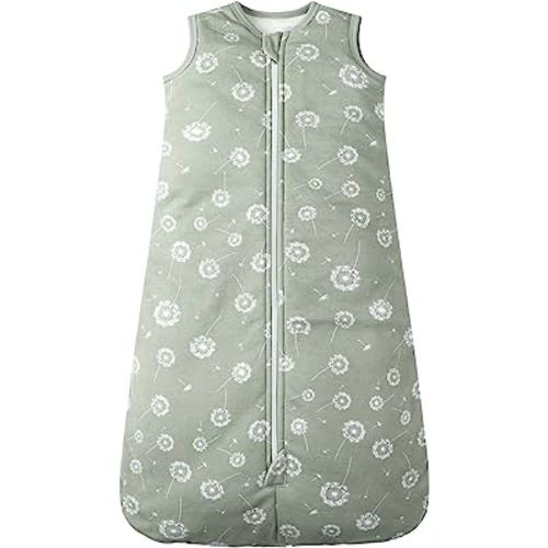 Owlivia Baby Sleep Sack Organic Cotton Sleeping Bag with- 2.5 TOG Sleeping Bag with 2-Way Zipper, Boys Girls Swaddle Transition Sleep Sack(2.5 TOG Green Dandelion, 3-12 Months)