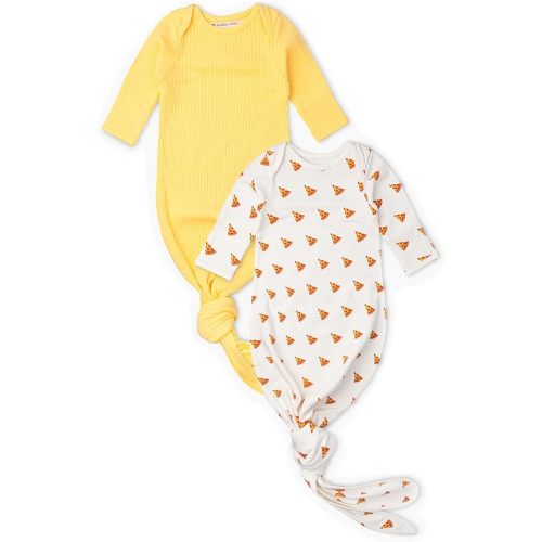 MONICA + ANDY Knot It Baby 2-pack Tie Gown, 100% Organic Baby Clothes for Boys & Girls, Sizes For Preemie, Newborn & Infant