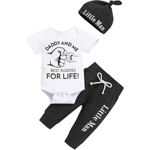 Newborn Infant Baby Clothes Long Sleeve Romper + Pants + Hat 3PCS Outfits Set