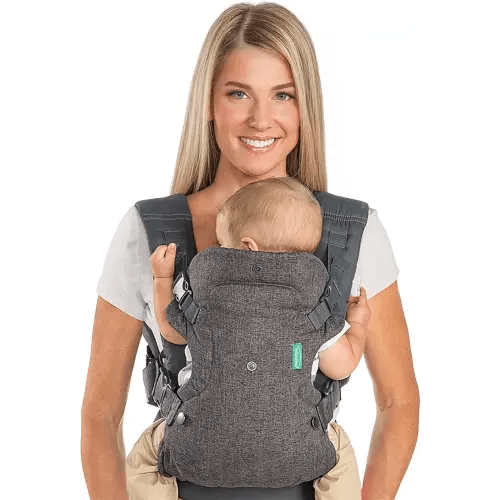 Infantino Flip Advanced 4-in-1 Baby Carrier - Ergonomic, Convertible, Face-in and Face-Out Front and Back Baby Carrier for Newborn to Toddler 8-32 lbs, Gray