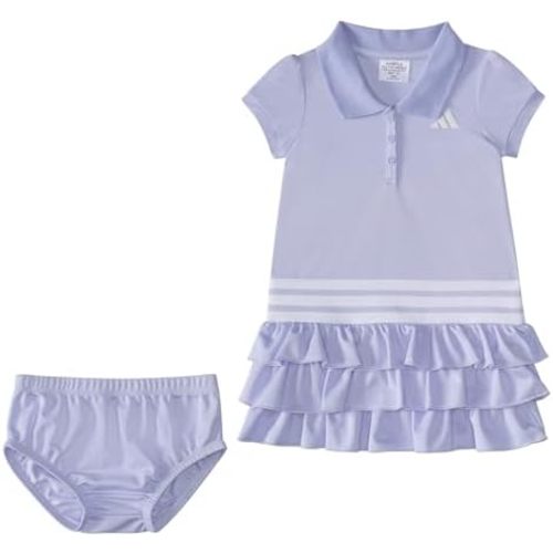 adidas baby-girls Short Sleeve Ruffle Polo Dress 2-piece Set