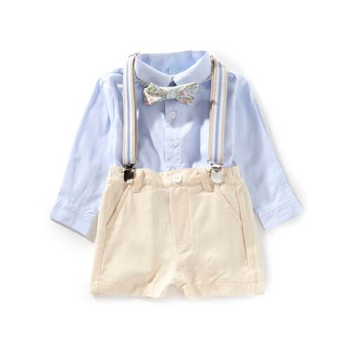 Edgehill Collection Baby Boys Long Sleeve Woven Suspender Set
