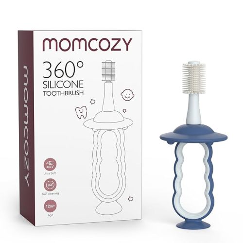 Momcozy Baby Toothbrush, Toddler Toothbrush 1-2, Infant Toothbrush, Baby Toothbrush 6 to 12 Months and up, Oral Cleaner, Baby Tongue Cleaner, Blue - Baby Toothbrush(Blue)