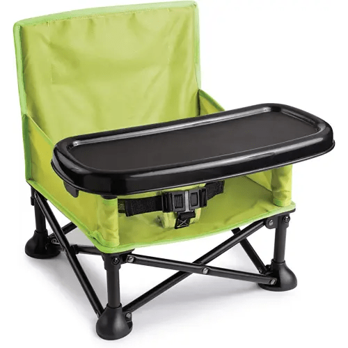 Summer by Bright Starts Pop 'N Sit Portable Booster Chair, Floor Seat, Indoor/Outdoor Use, Compact Fold, Green, 6 Mos - 3 Yrs