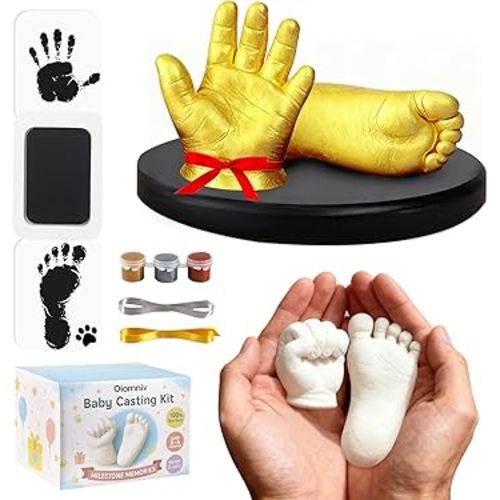 Oiomniv Baby Casting Kit Hand and Feet, 3D Newborn Keepsake for Babies Hand & Foot Molding, DIY Hand and Footprint Keepsake, Baby Chirstmas Gifts for Girls and Boys, Shower Gifts for Moms