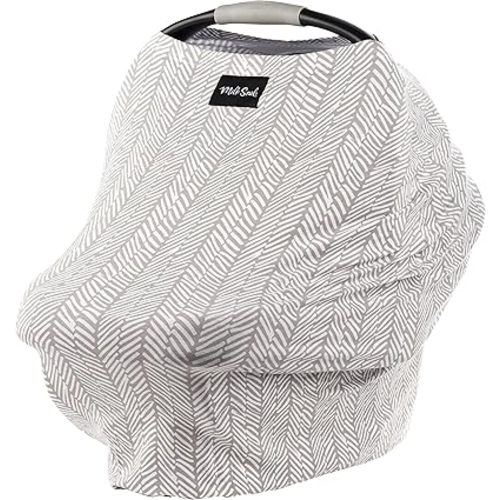 Milk Snob Original 5-in-1 Cover - Added Privacy for Breastfeeding, Baby Car Seat, Carrier, Stroller, High Chair, Shopping Cart, Lounger Canopy - Newborn Essentials, Nursing Top, Herringbone