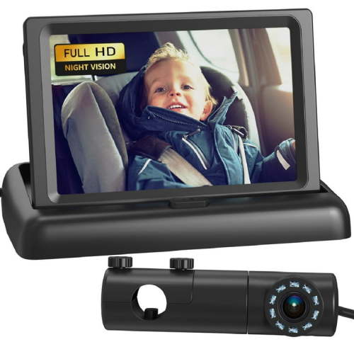 Grownsy Baby Car Camera,4.3" HD Display Baby Car Mirror with Night Vision Feature,Wide Clear View