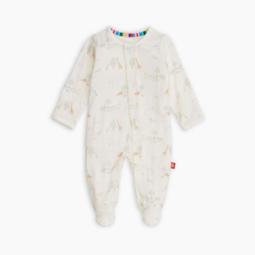 Magnetic Me Modal Magnetic Footie - Serene Safari-White, 0-3 M