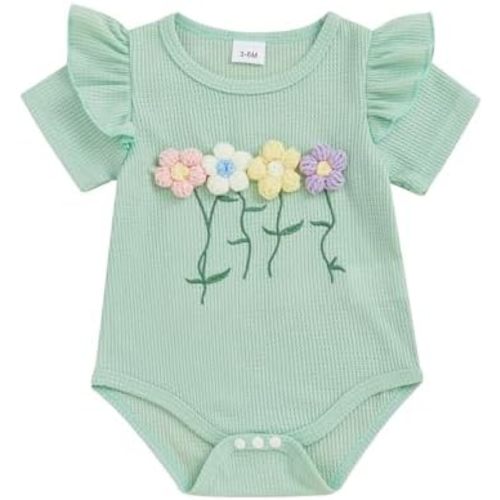 Newborn 3 6 12 18 Months Baby Girl Romper Summer Clothes Waffes Outfit 3D Flower Onesie Bodysuit Infant Girl Clothes