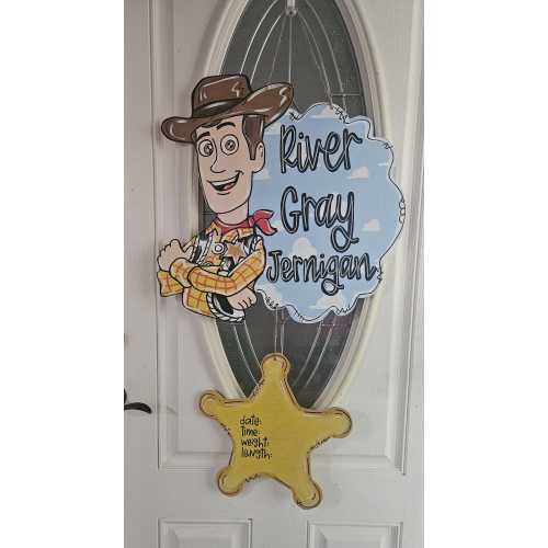 Custom Baby Announcement Door Hanger, Hospital Door Hanger, Baby Boy Door Hanger, Toy Story Inspired Door Hanger