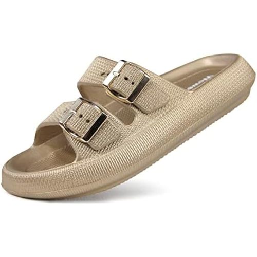 Weweya Sandals for Women and Men - Pillow Slippers - Double Buckle Adjustable Slides - EVA Flat Sandals