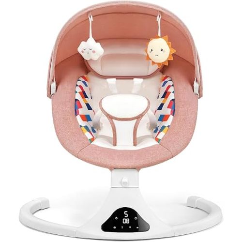 Baby Swings for Infants Remote Control 5-Speed Timer 12 Melodies Pink
