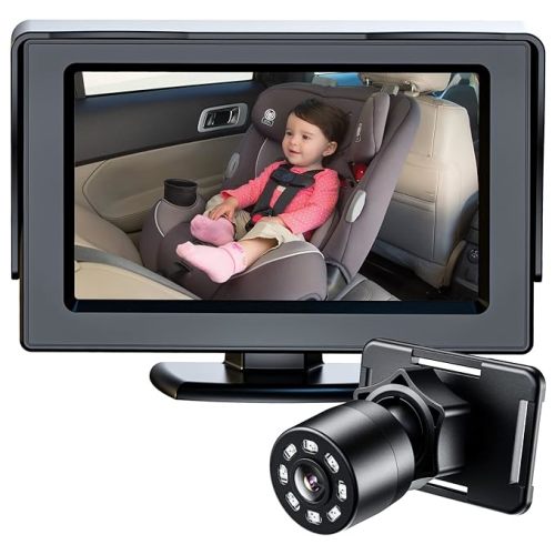 Itomoro Baby Car Mirror, View Infant in Rear Facing Seat with Wide Crystal Clear View,Camera Aimed at Baby-Easily to Observe The Baby's Every Move - matter black