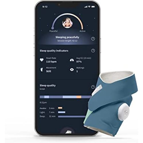 Owlet Dream Sock - Smart Baby Monitor with 2.4 GHz Wi-Fi - Foot Sensor to Track Heartbeat and Oxygen O2 Levels in Infants - Notifications for Night Wakings, Movement and Sleep State - Bedtime Blue