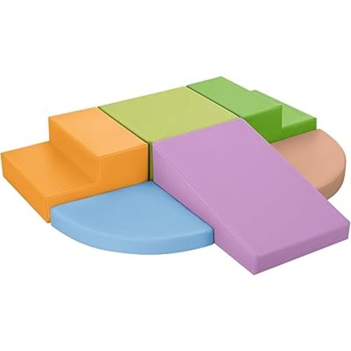 6-Piece Foam Climbing Blocks for Toddlers: Baby Foam Climbing Gym PU Leather Colorful Indoor Toy Building Blocks