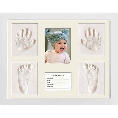 MICKYU Baby Handprint & Footprint Kit with Frame - Air Dry Clay Keepsake Memory Kit - Newborn Gift Set for Boys & Girls