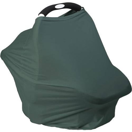 Breathable Car Seat Cover for Babies – Multi-Purpose Soft Rayon Nursing Cover for Breastfeeding, High Stretchy Infant Carseat Canopy, Stroller Cover (Smooth Rayon, Roman Green)