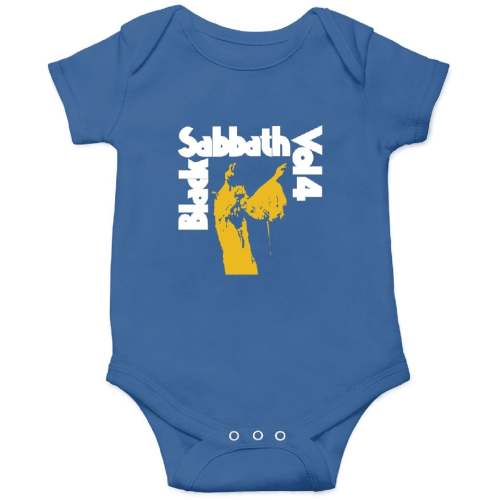 Black Sabbath Vol. 4 Vintage Coal Onesie Kids's Short Sleeve Onesie 6M Royal sold by Xenophobic Myrna | SKU 1942159 | Printerval