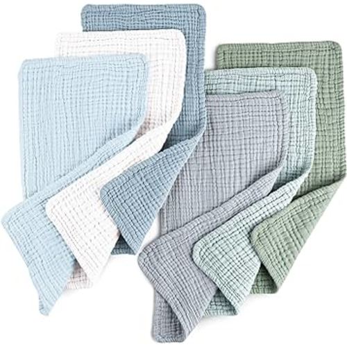 Konssy Muslin Baby Burp Cloths Sets for Unisex- 6 Pack Large 100% Cotton Burping Clothes for Newborn,Baby Girls and Boys
