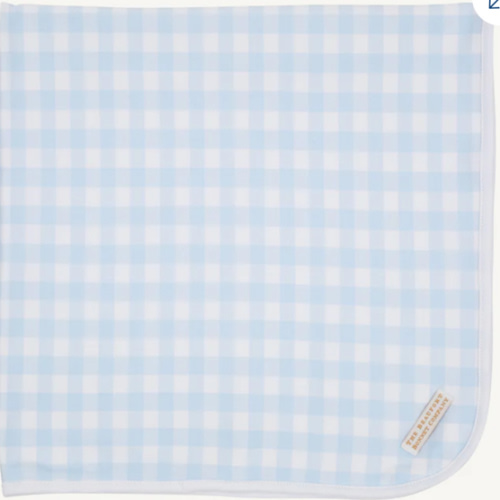 Baby Buggy Blanket - Buckhead Blue Gingham with Worth Avenue White