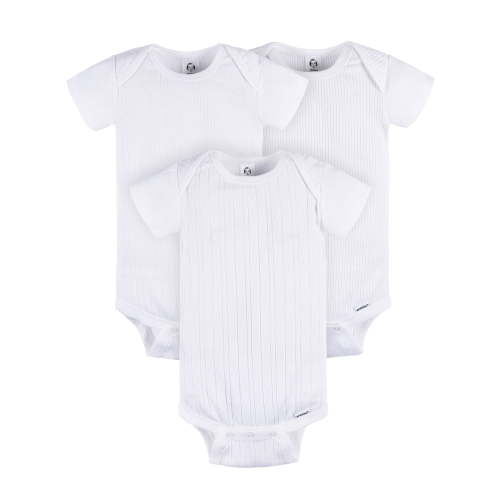Gerber Baby Neutral 3-Pack White Short Sleeve Bodysuits, Sizes Preemie - 24 Months