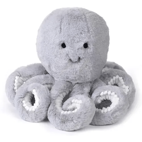 Lambs & Ivy Ocean Blue Plush Gray Octopus Stuffed Animal Toy - Inky