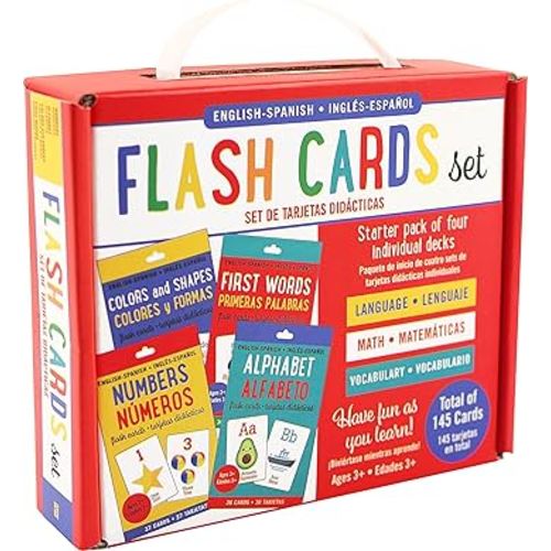 Bilingual Flash Cards Value Pack - Spanish and English (Includes Alphabet, Colors & Shapes, First Words, and Numbers) (Set of 4 Decks)