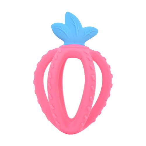 XUYAN Silicone & Baby Teething Strawberry Toy Textured Soothe Babies Gums Relief Teether Back & Front Teeth Easy To Hold Fruit Shape for Babies 4M+ Red