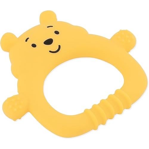 Bumkins Disney Baby Teething Freezer Toy Keys Rings, Soft Flexible Platinum Silicone Pacifier to Chew, Cool Teether Gum Relief, Essentials for Babies 3 Months, Freezable, Sensory, Winnie The Pooh