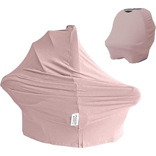 MOZAH Baby Multi-Use Cover: 9-in-1 Baby Car Seat Cover, Nursing Cover, Grocery Cart Cover & More, Breastfeeding Must Haves First Time Mom on Baby Registry (Pale Mauve, Dusty Pink)
