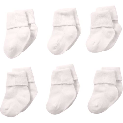 Newborn Socks Baby-Girls 6 Pair Pack Seamless Turn Cuff Socks