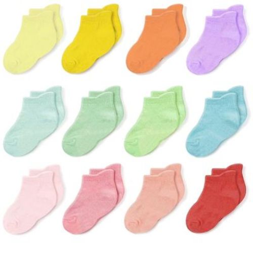 Cozyway Ankle Cotton Baby Socks - 12 Pack Stretch Baby Socks For All Day Comfort, Infant Socks, Rainbow, 6-12 Months