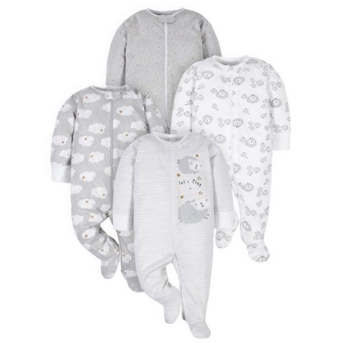 Gerber Baby Boy or Girl Gender Neutral Sleep 'N Play Footed Pajamas, 4-Pack