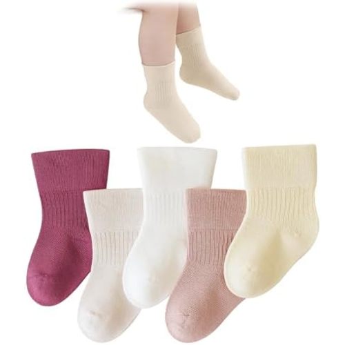 Baby Girls/Boys Socks Soft Cotton Infant Sock Set Newborn Dress Socks 5 Pairs Comfortable Sock for Toddler