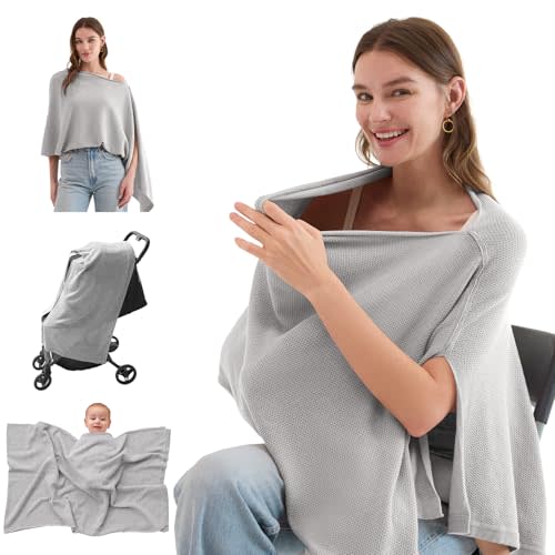 Momcozy Nursing Cover for Breastfeeding, Breathable Soft Privacy Poncho, Multi-Use Nursing Shawl, Portable Breast Feeding Covers for Women, Includes Laundry Bag