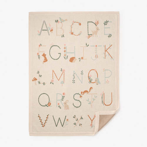 Wheat Alphabet Basics Knit Baby Blanket WHEAT / 30X40