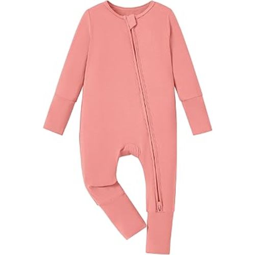 PATPAT Baby Pajama with Bamboo Viscose, Footie Jumpsuit Romper with 2-Way Zipper for Baby Boy Girl Toddler Sleeper Sleepwear