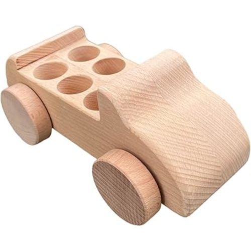 Wooden Peg Doll Car | 6 Seat Passenger Play Vehicle Gift for Toddlers | Montessori Preschool Natural Wood Toy