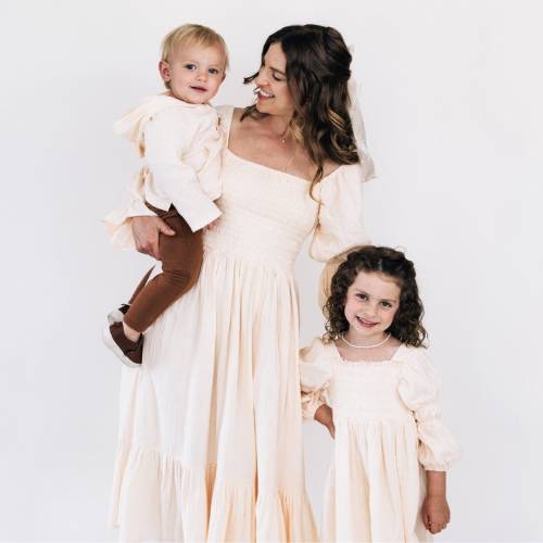 Maxi Matching Mommy and Me Dresses, Cream, Matching Dresses, Family Photoshoot, Mother & Daughter, Mom and Son, Mother's Day, Beige Neutral