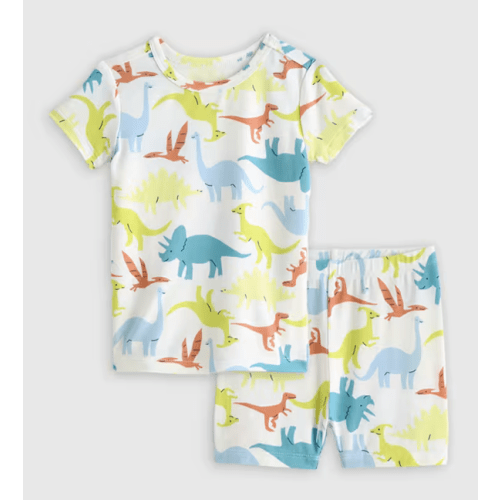 Bamboo Short Sleeve and Shorts Pajama Set - Baby in Colorful Dinos