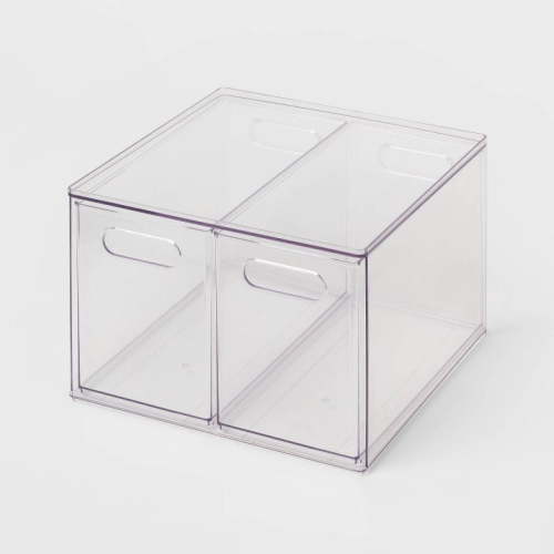 All Purpose 2 Drawer Storage Clear - Brightroom ™ : Acrylic Utility Bins, PETG, 1352 Volume, 8.8" H, 12.6" D, 12.2" W