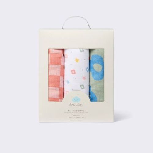 Muslin Swaddle Baby Blankets - Playtime - 3pk - Cloud Island™: Cotton, Floral Theme, 47" x 47"