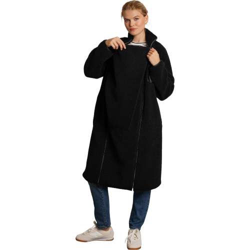 Teddi Stand Collar Double Zipper Long Maternity Coat