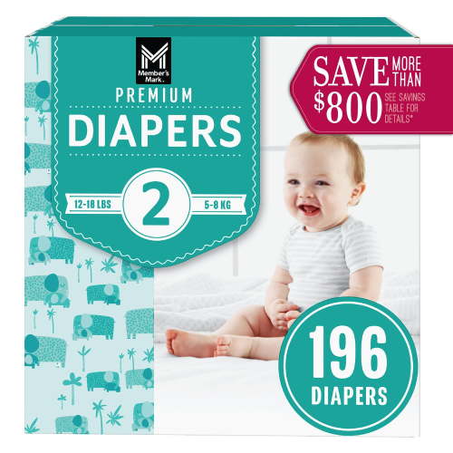 Member's Mark Premium Baby Diapers, Sizes: Newborn - 7