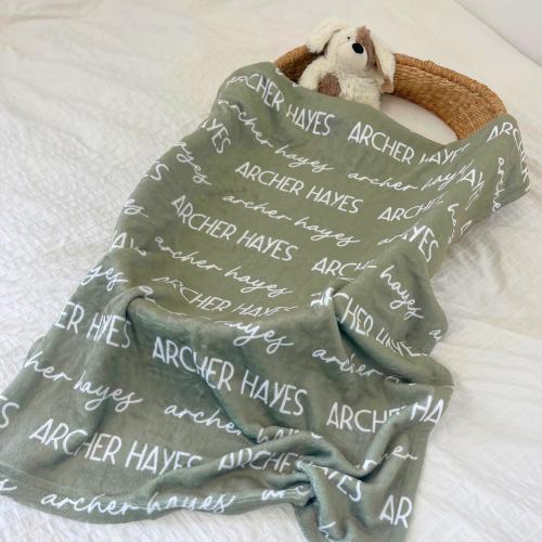 Personalized Baby Blanket with Name, Custom Newborn Swaddle, Gift for Baby Boy