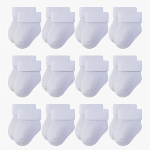 RATIVE Newborn Baby Socks 0-6Months Terry Turn Cuff Socks