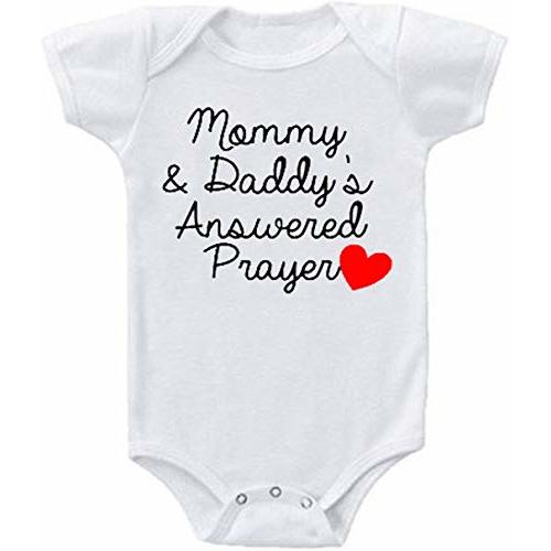 Yeavomeny Mommy &Daddy's Answered Prayer Cotton Baby One Piece Short Sleeve Cute Bodysuit 0-12 Months Bodysuit