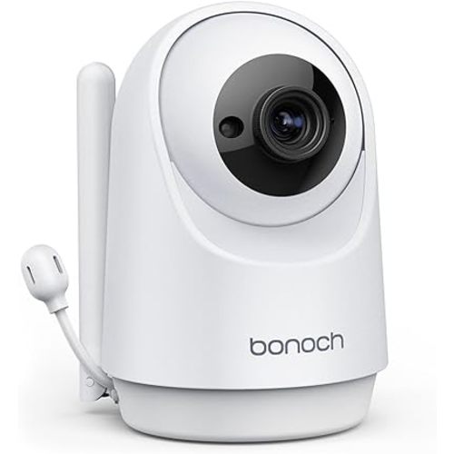 bonoch Add-on Baby Camera Unit for BBM01/ BBM03/ BBM05, 720p HD Video Baby Monitor Camera No WiFi, Security Split-Screen, Auto Night Vision, 4X Zoom, 2-Way Audio, Temperature Sensor, 8 Lullabies