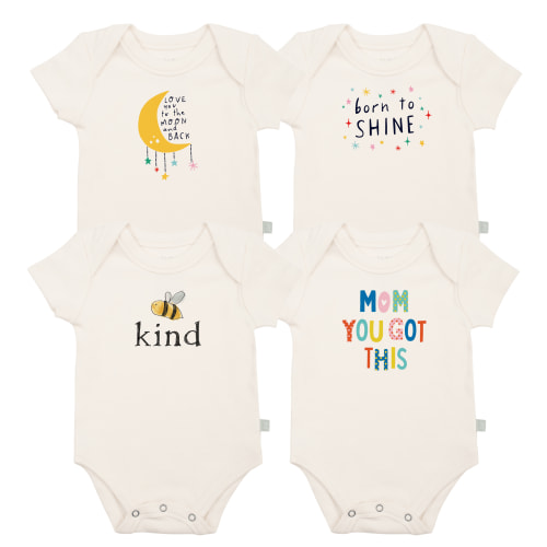 Graphic Bodysuit Set - Inspiring 4 Pack | 100% Organic - Finn + Emma