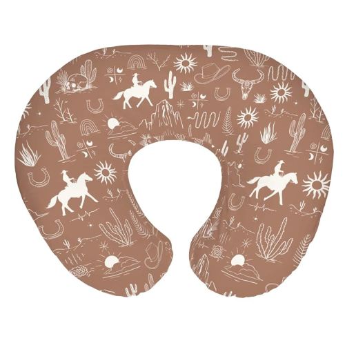 Western Cowboy Baby Nursing Pillow Covers for Boy Girl Wild West Cactus Mountain Snake Cattle Skull Sun Nursing Pillow Slipcovers for Breastfeeding Pillows Desert Adventure Soft Stretchy Cover